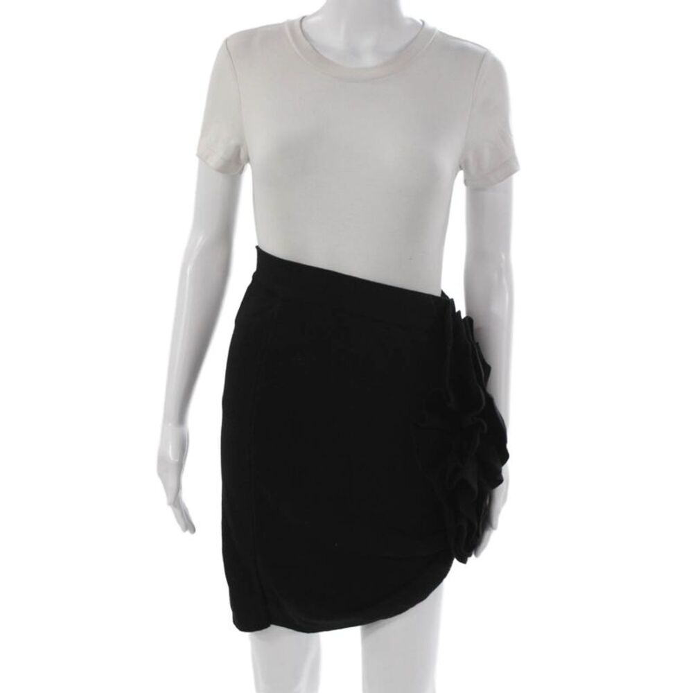 Theo Womens Wrap Skirt Black 52% Viscose Solid Short Size S
